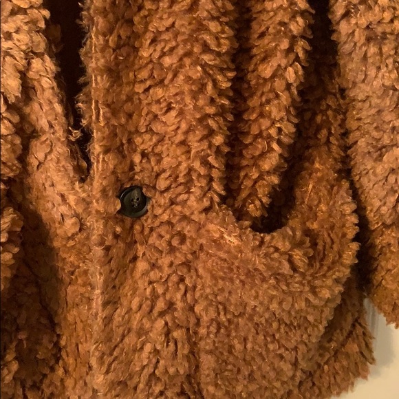 Brown Fuzzy Jacket with Pockets - Picture 3 of 4